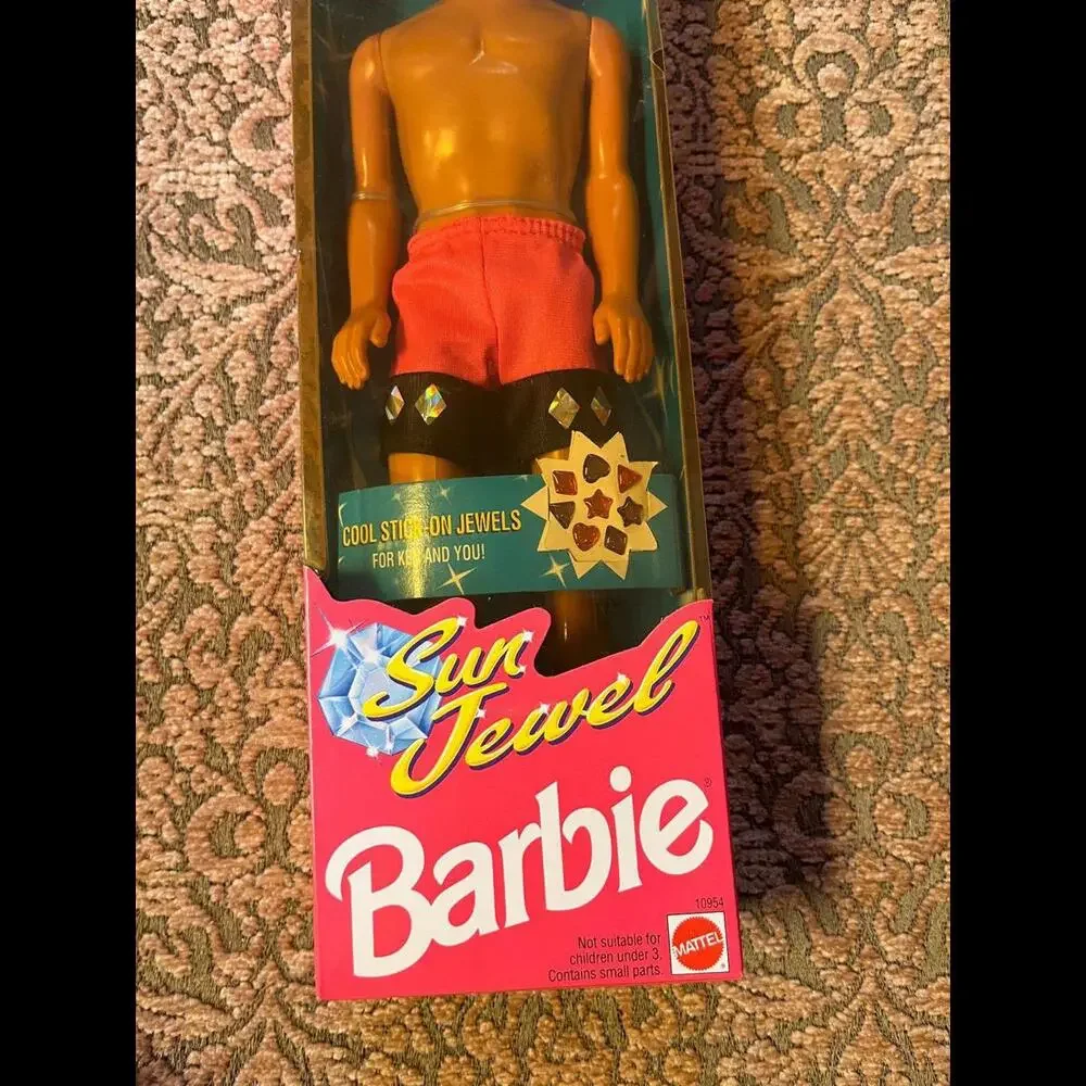 1993‎ Barbie Sun Jewel Ken Doll Pink Bathing Suit, Play Jewel Decorations w/Box